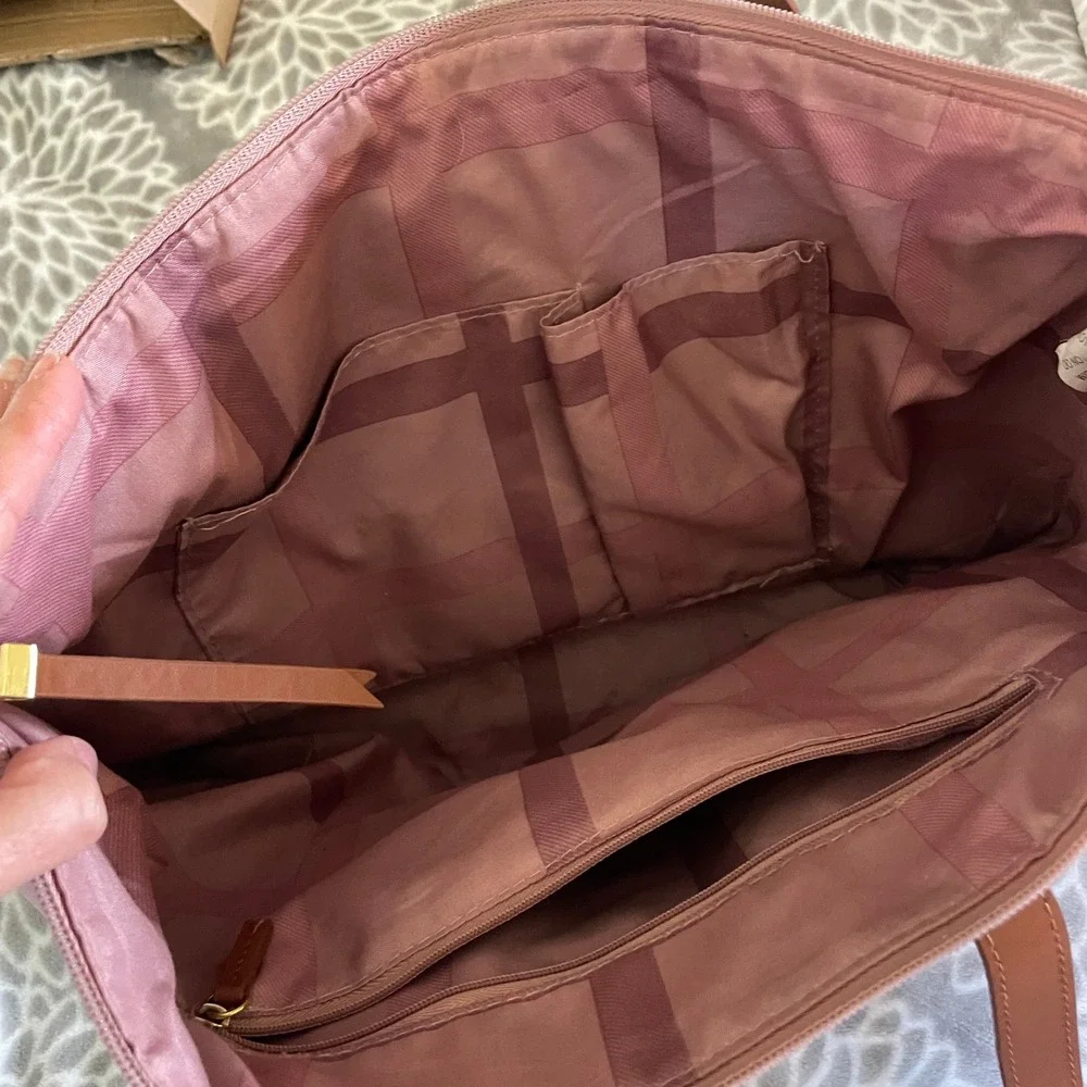Joy Mangano Pink‎ Pebbled Leather Tote Bag Crossbody Purse Matching Set Normcore